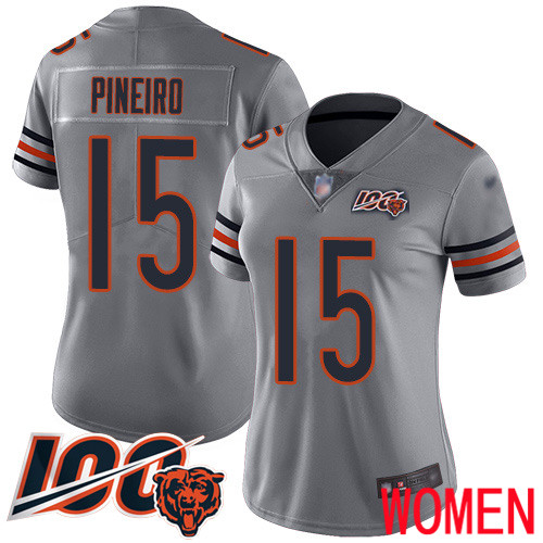 Chicago Bears Limited Silver Women Eddy Pineiro Jersey NFL Football 15 100th Season Inverted Legend